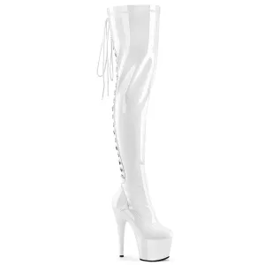 ADORE-3063 White Lace Up Back Sexy Thigh Boots