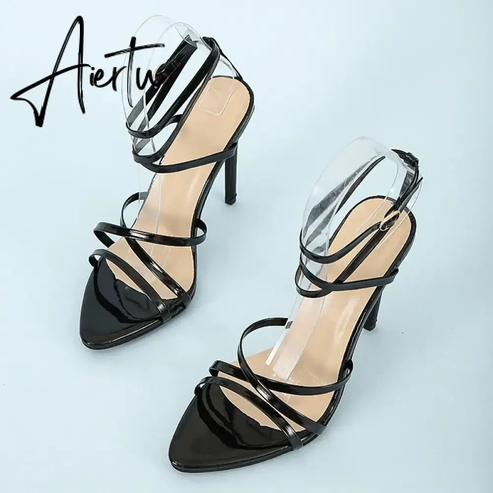 Aiertu  Fine High Heels Sandals Footwear Cross-tied Ankle Strap Summer Sandals Shoes Women Female Sexy Shoes Women Party