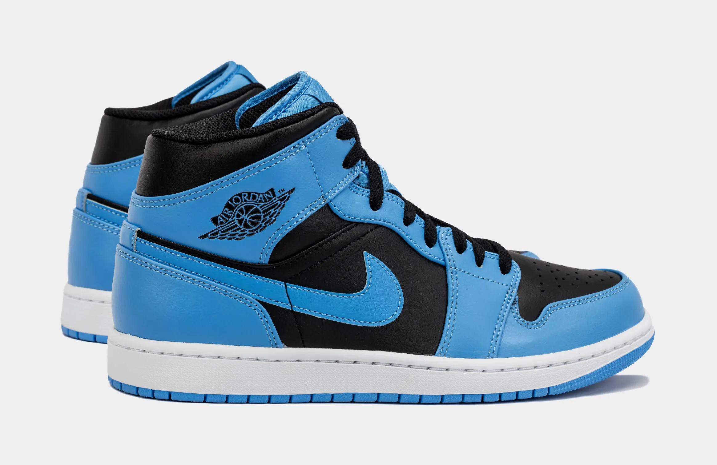 Air Jordan 1 Retro Mid University Blue Mens Lifestyle Shoes (Blue/Black)