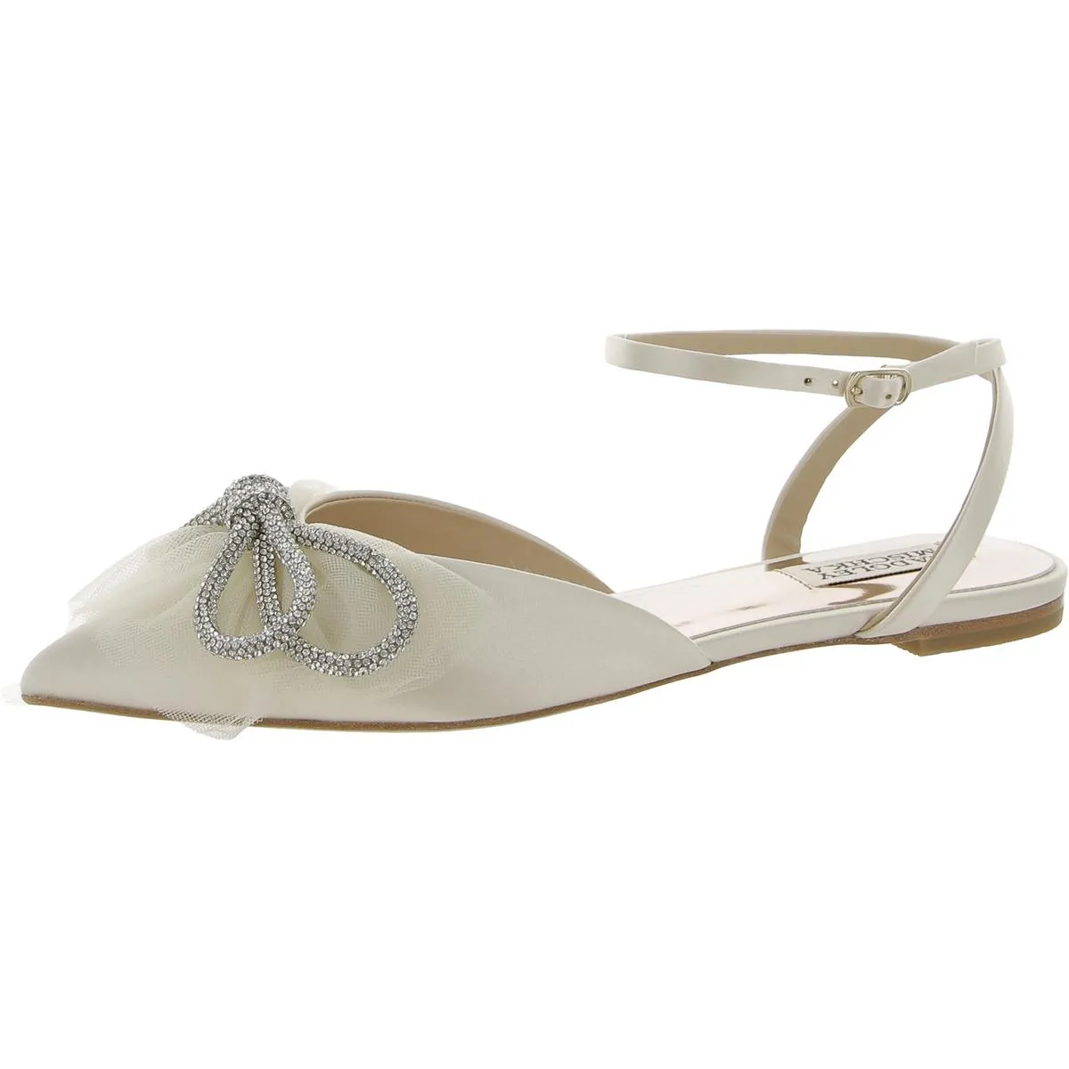 Badgley Mischka Womens Sabina Satin Pointed Toe Ballet Flats