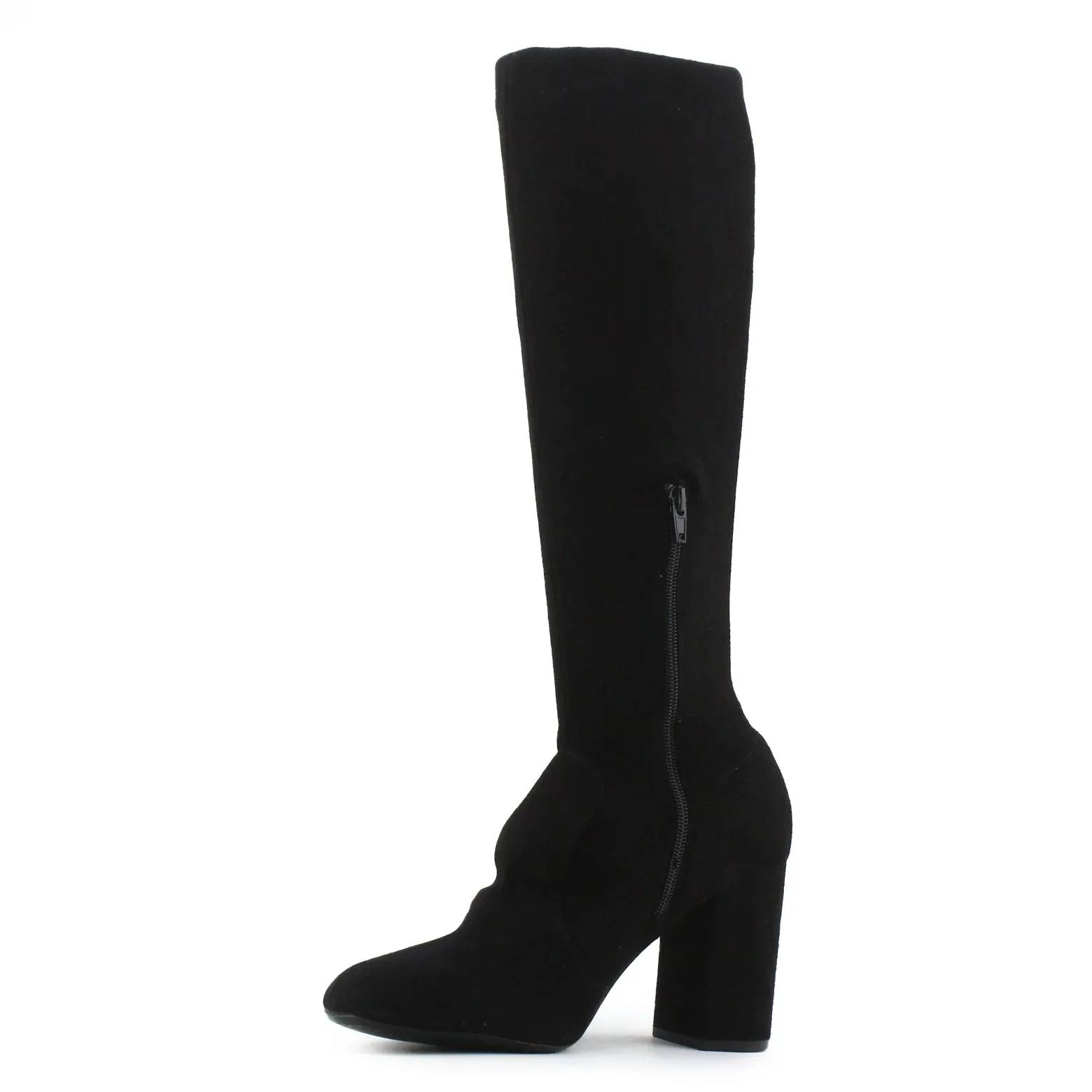 Bershka Zipper Block Heels Thigh High Sock Boots | Suede