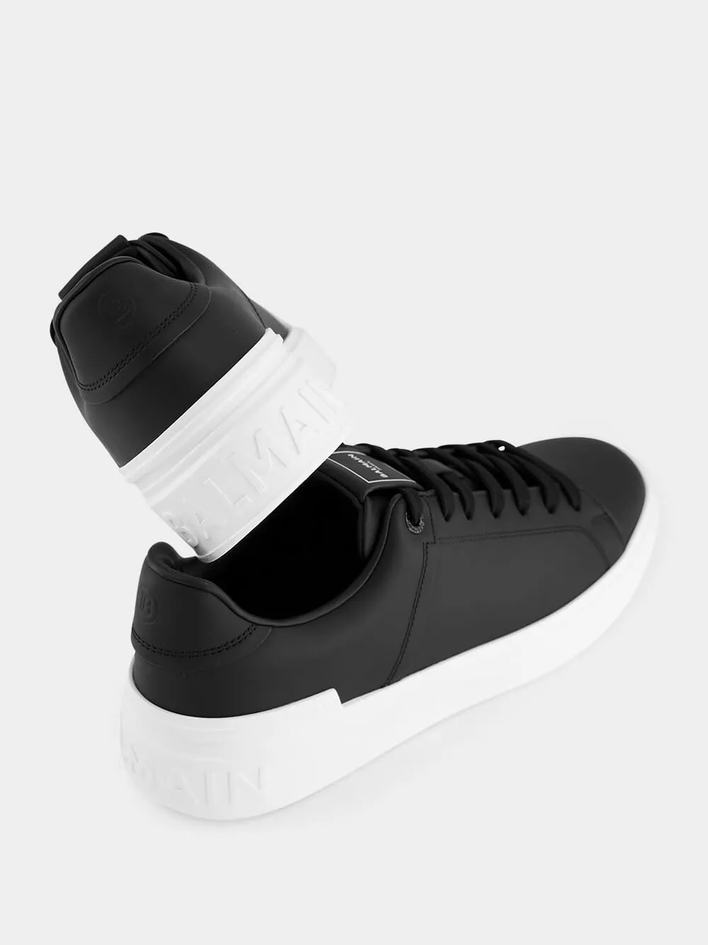 Black and White B-Court Leather Sneakers