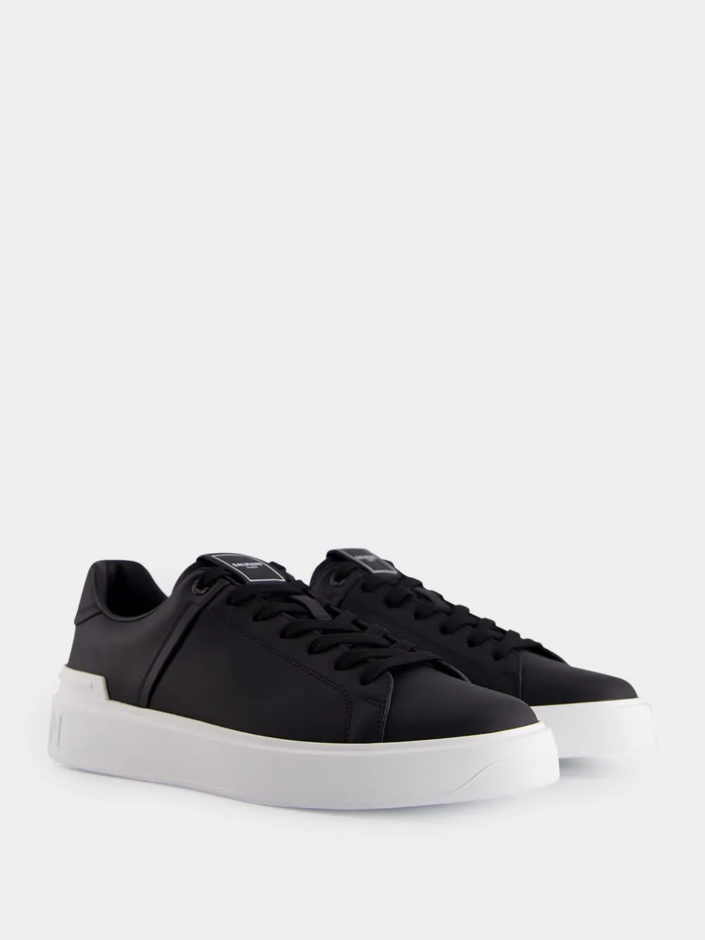 Black and White B-Court Leather Sneakers