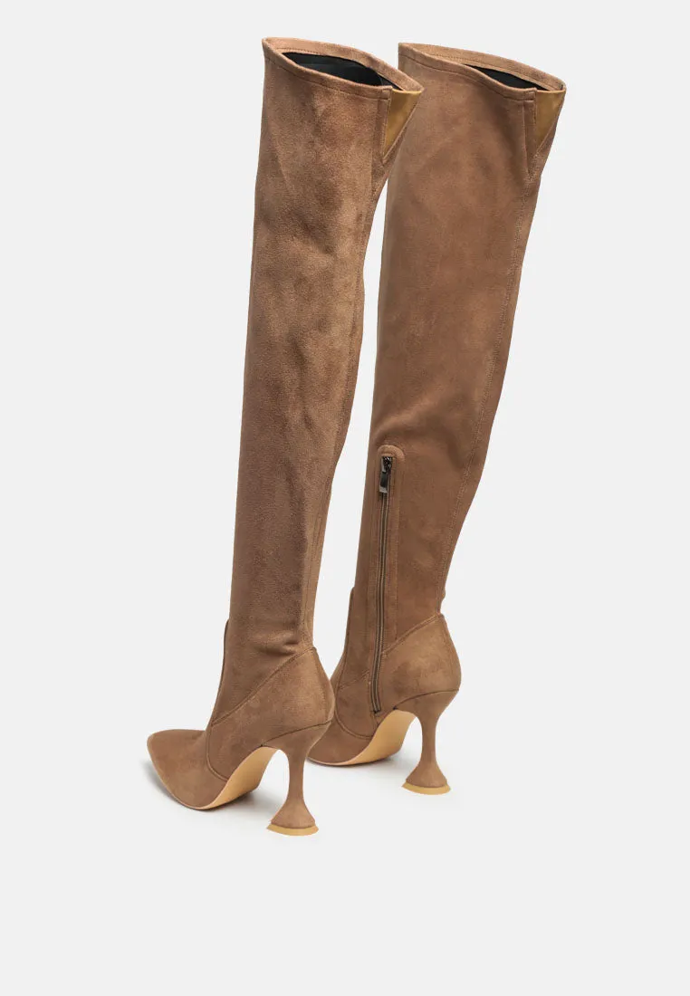 Brandy Faux Suede Over The Knee High Heeled Boots