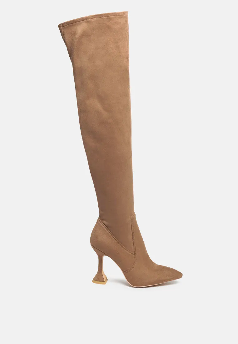 Brandy Faux Suede Over The Knee High Heeled Boots