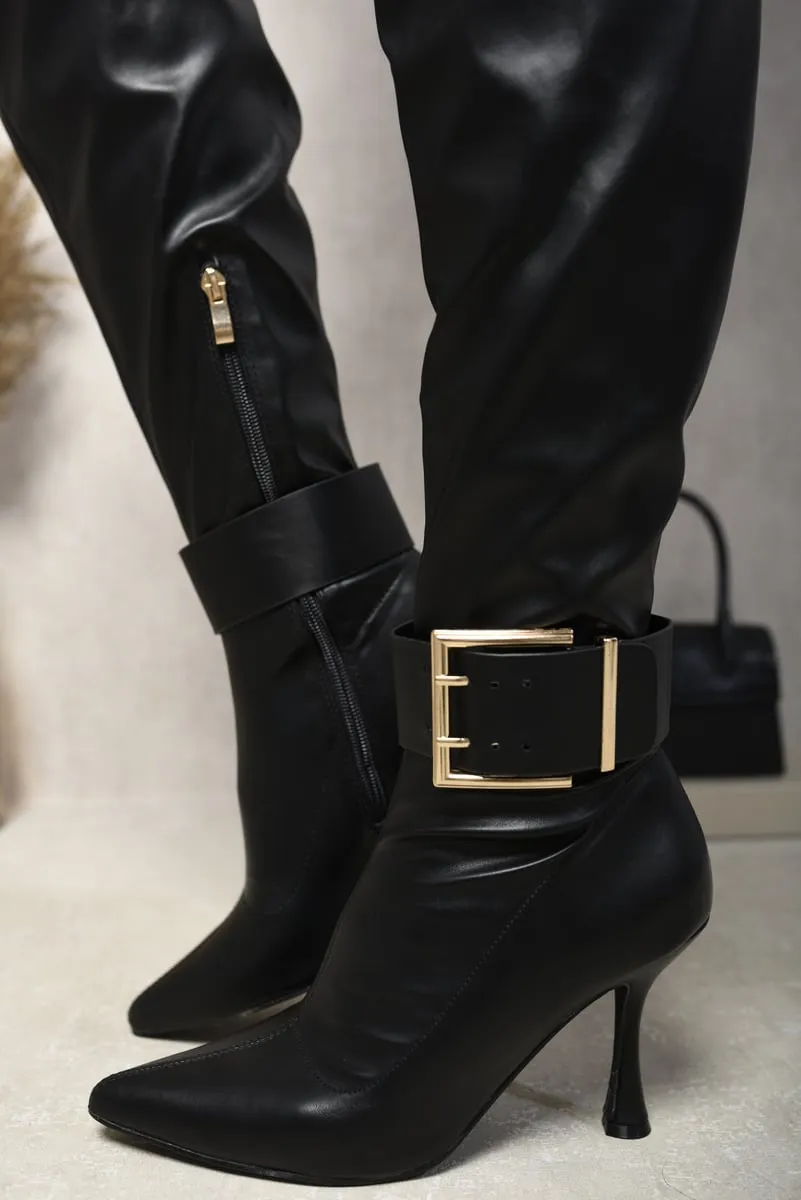 Buckle Heeled Knee High Boots