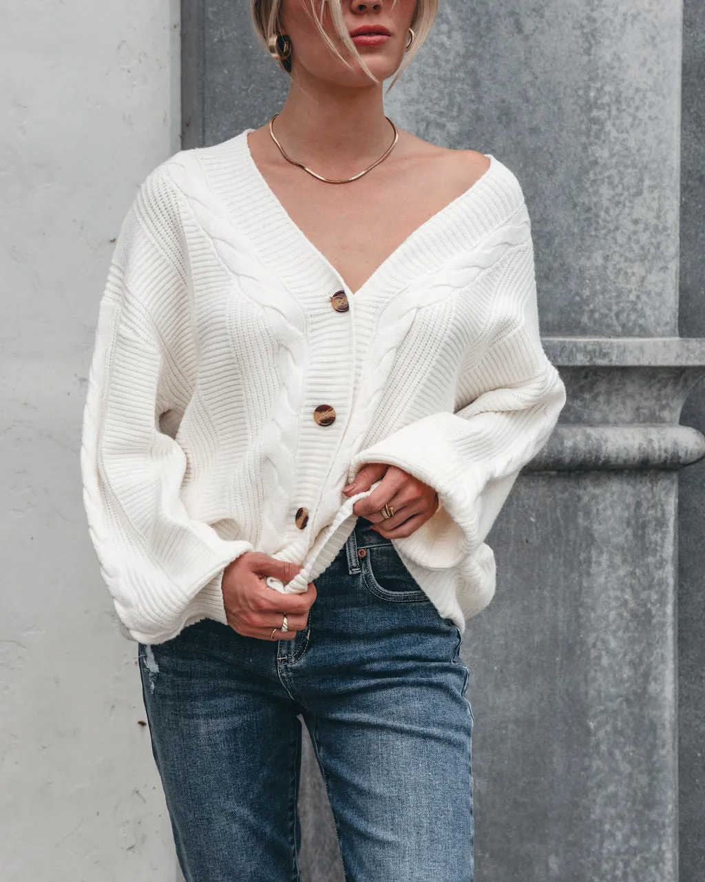 Camden Button Down Cardigan - Cream