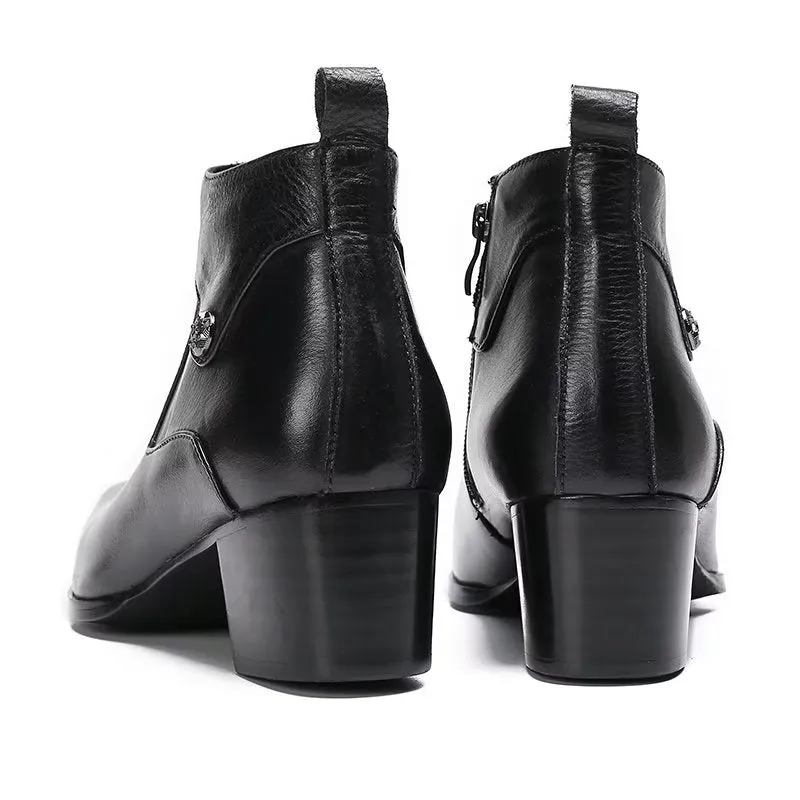 Chic Leather Square Toe Dress Boots