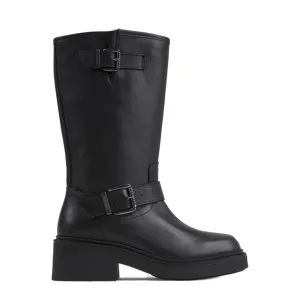 Daffey Black Biker Boots