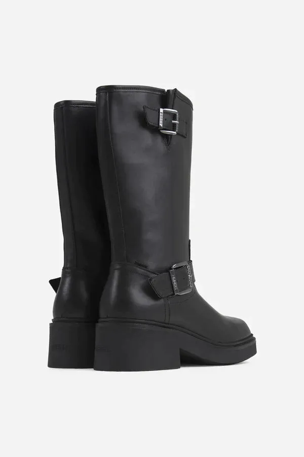 Daffey Black Biker Boots