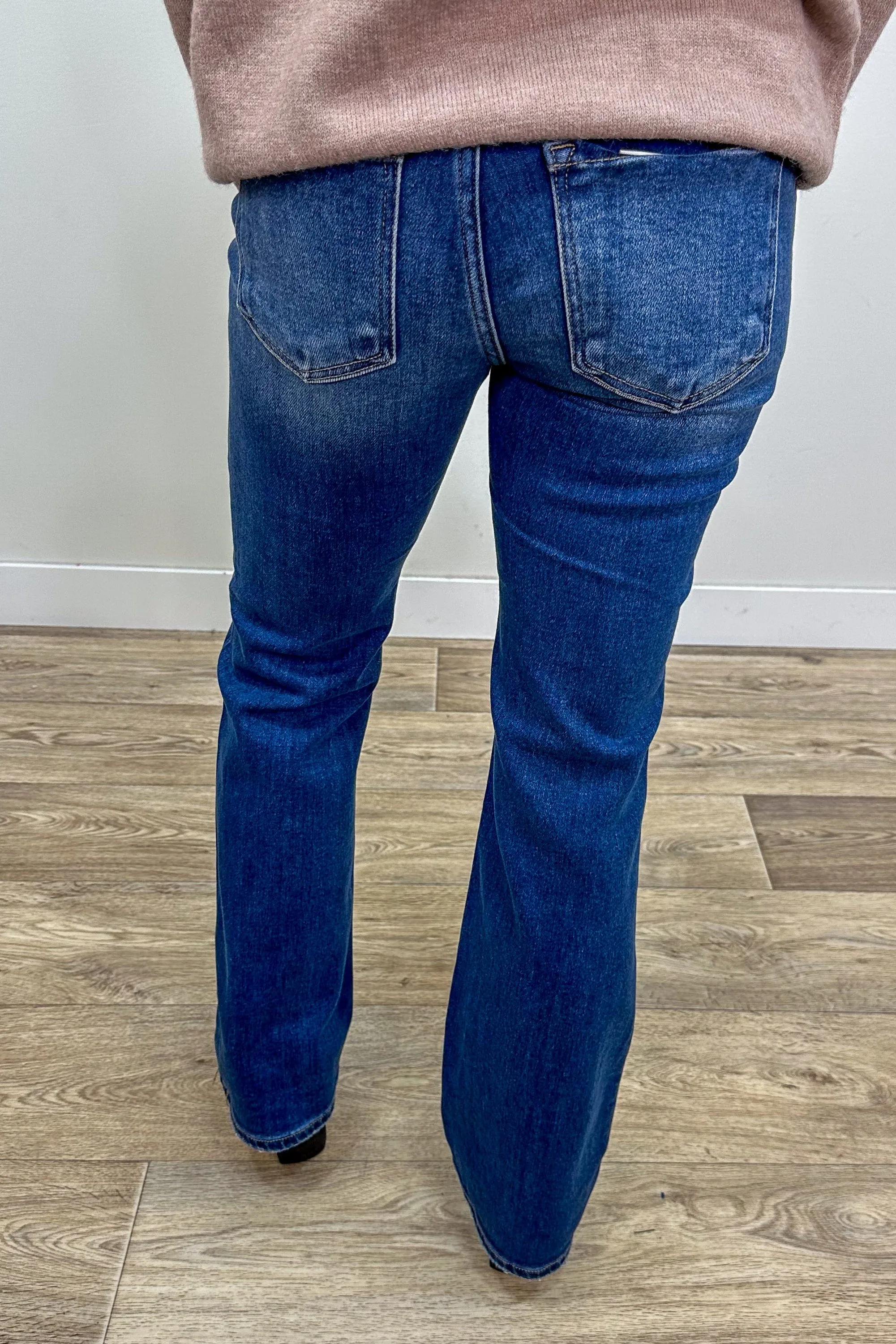 Dark High Rise Ankle Bootcut Jeans