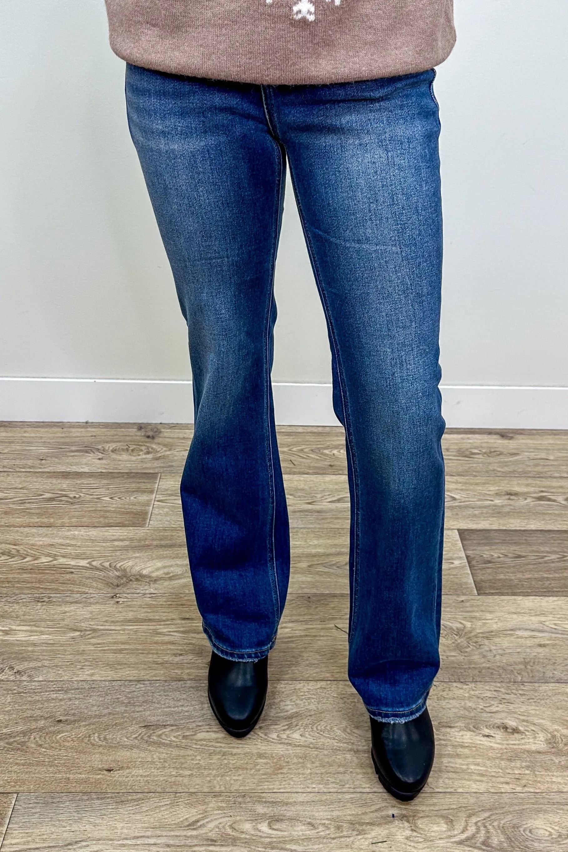 Dark High Rise Ankle Bootcut Jeans