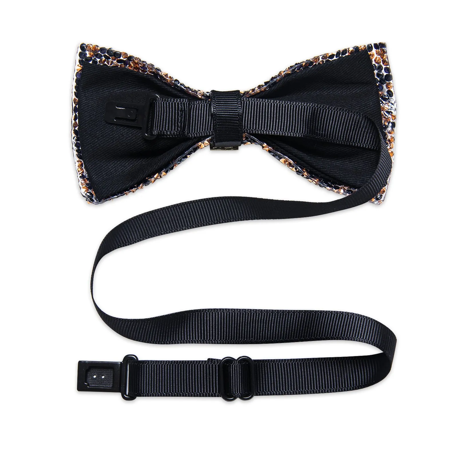 DiBanGu Imitation Crystal Bowtie Black Golden Diamond Men's Pre-Bowtie for Party