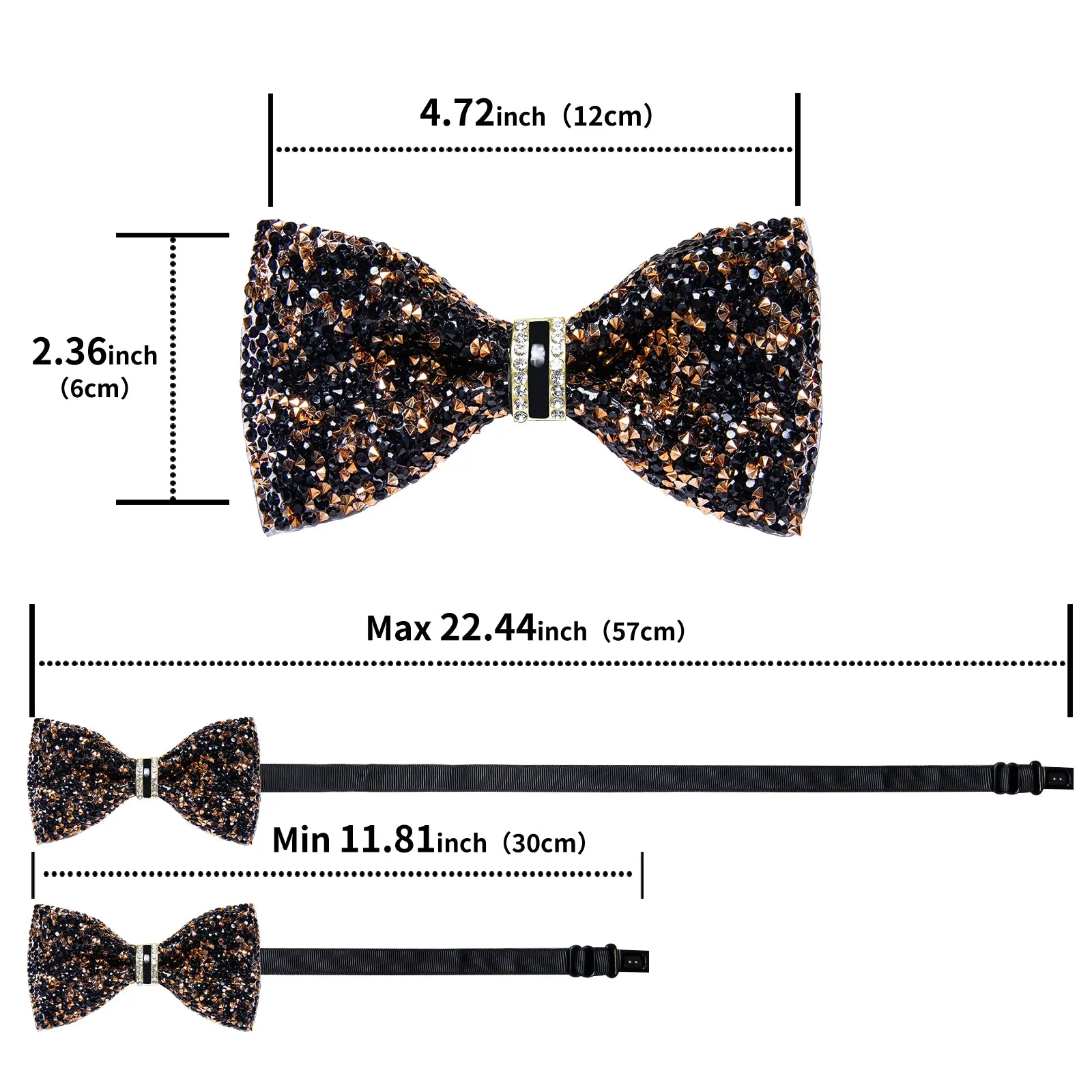 DiBanGu Imitation Crystal Bowtie Black Golden Diamond Men's Pre-Bowtie for Party