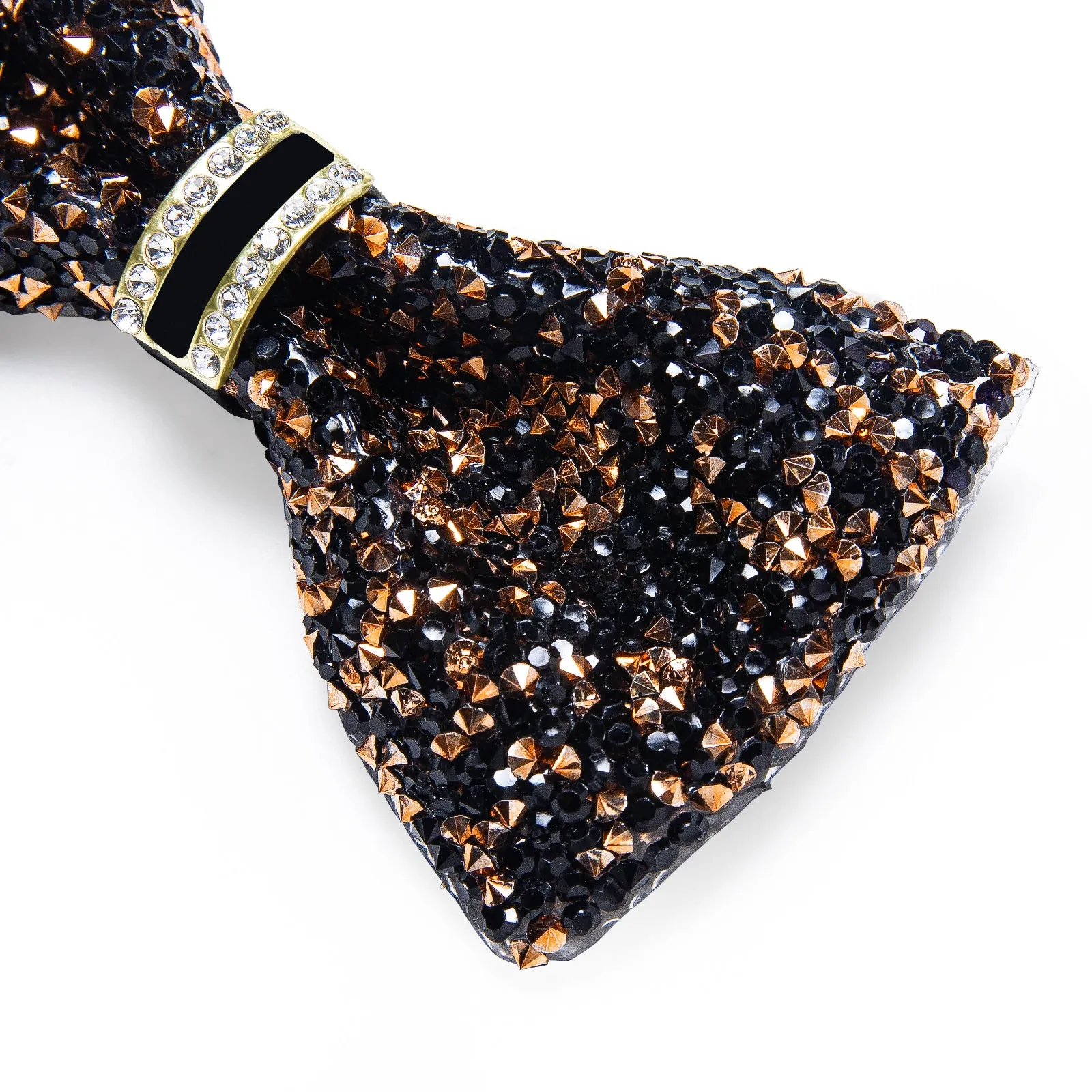 DiBanGu Imitation Crystal Bowtie Black Golden Diamond Men's Pre-Bowtie for Party