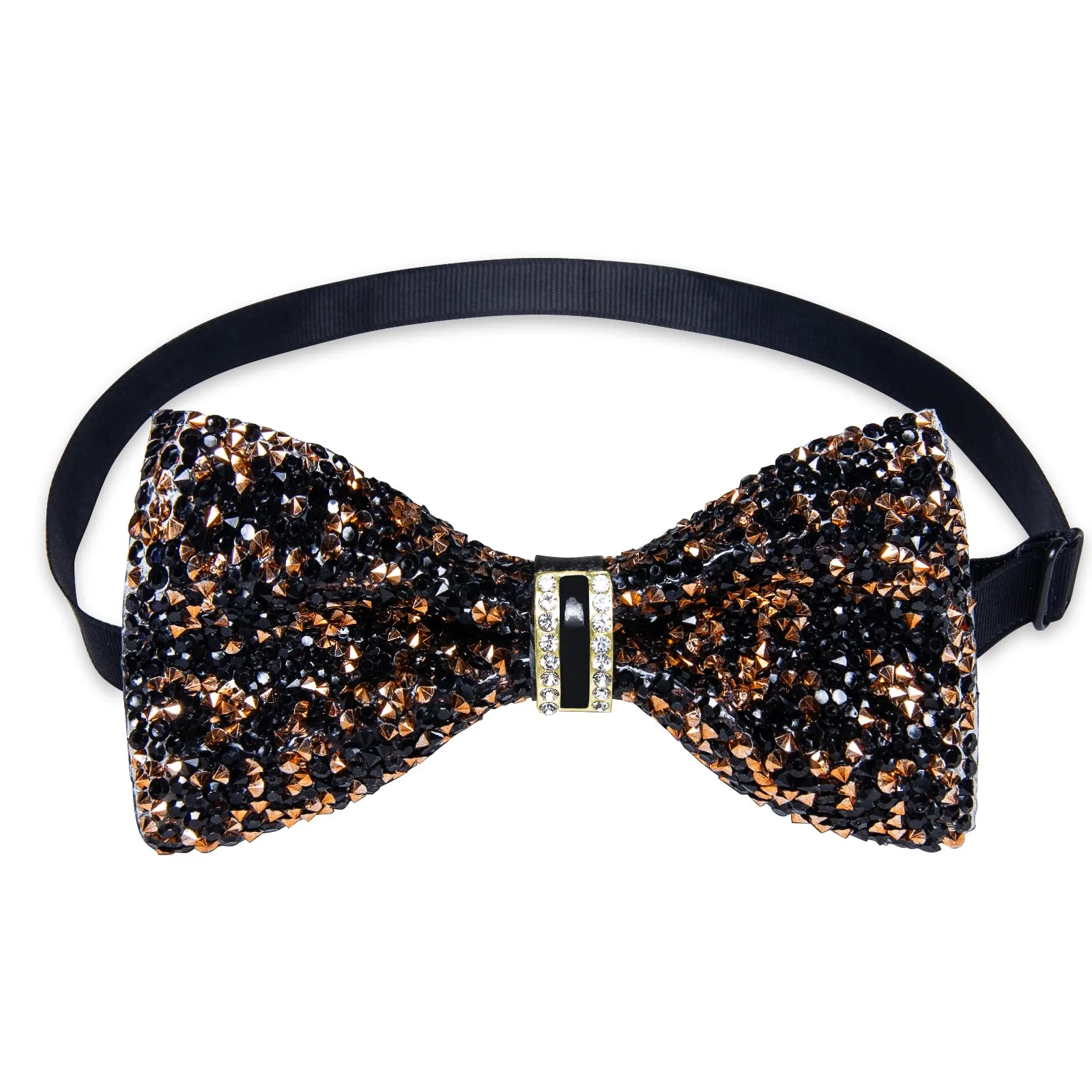 DiBanGu Imitation Crystal Bowtie Black Golden Diamond Men's Pre-Bowtie for Party