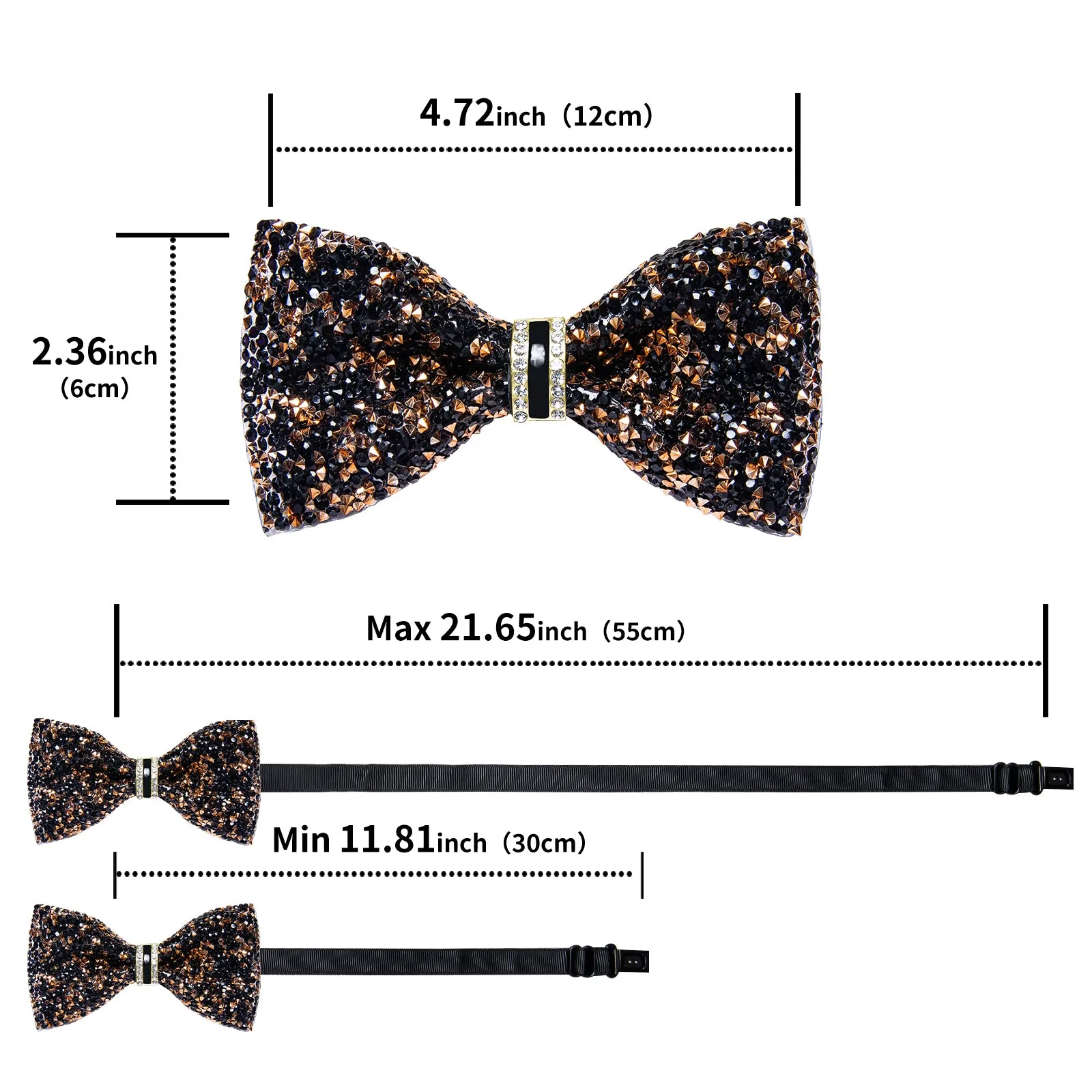 DiBanGu Imitation Crystal Bowtie Black Golden Diamond Men's Pre-Bowtie for Party