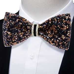 DiBanGu Imitation Crystal Bowtie Black Golden Diamond Men's Pre-Bowtie for Party