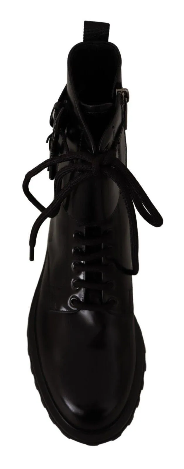 Dolce & Gabbana Black Leather Combat Lace Up Mens Boots Shoes