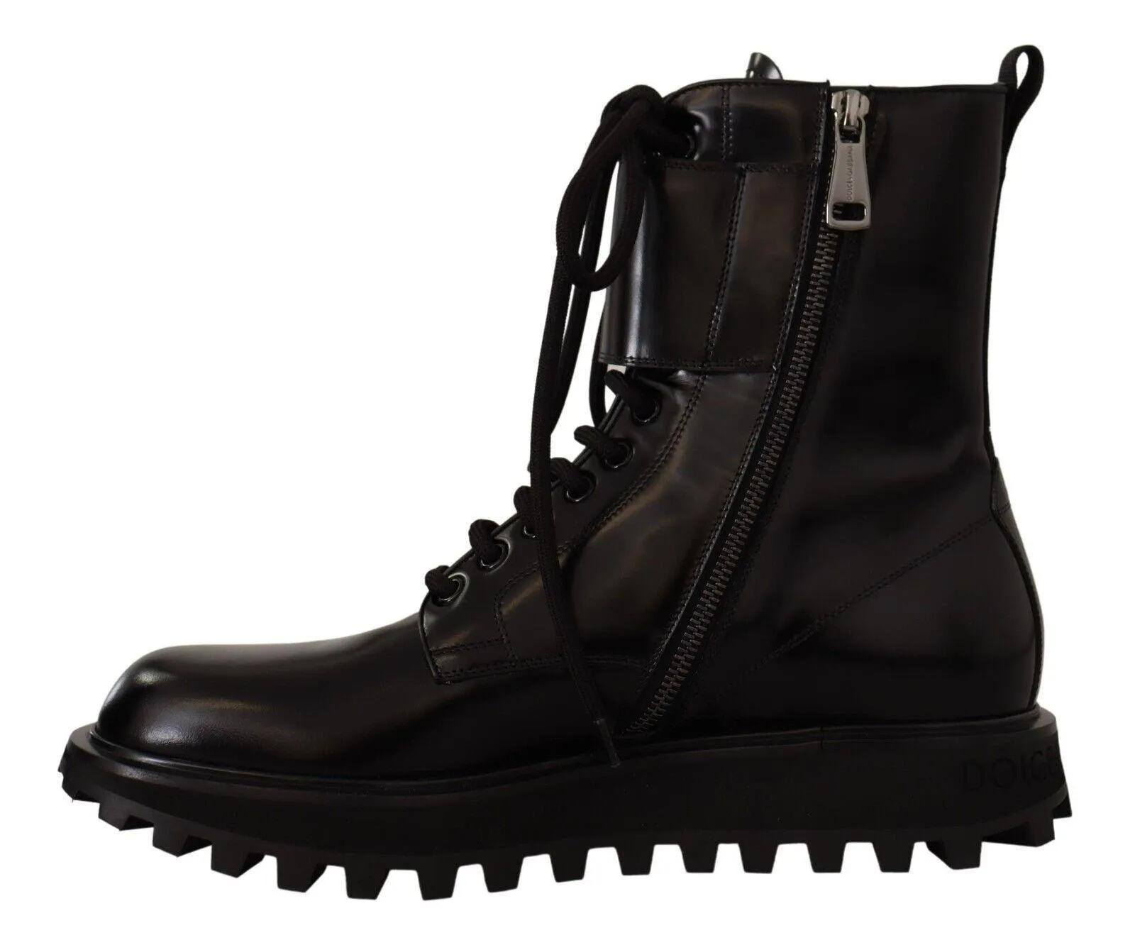 Dolce & Gabbana Black Leather Combat Lace Up Mens Boots Shoes