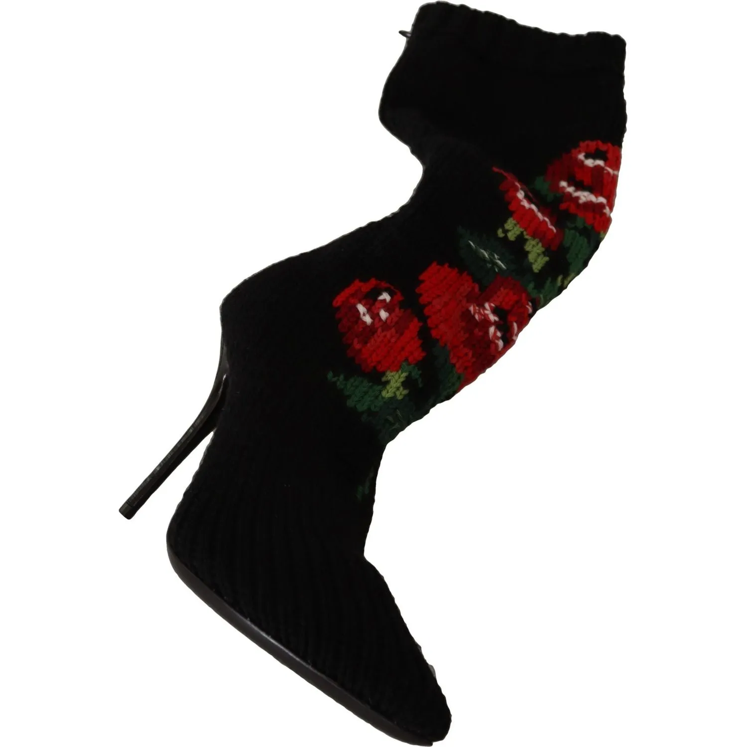 Dolce & Gabbana Elegant Sock Boots with Red Roses Detail