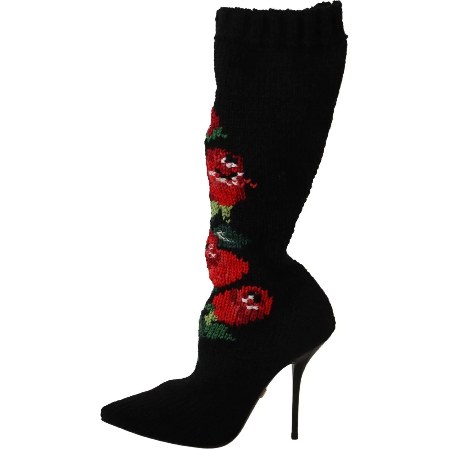 Dolce & Gabbana Elegant Sock Boots with Red Roses Detail