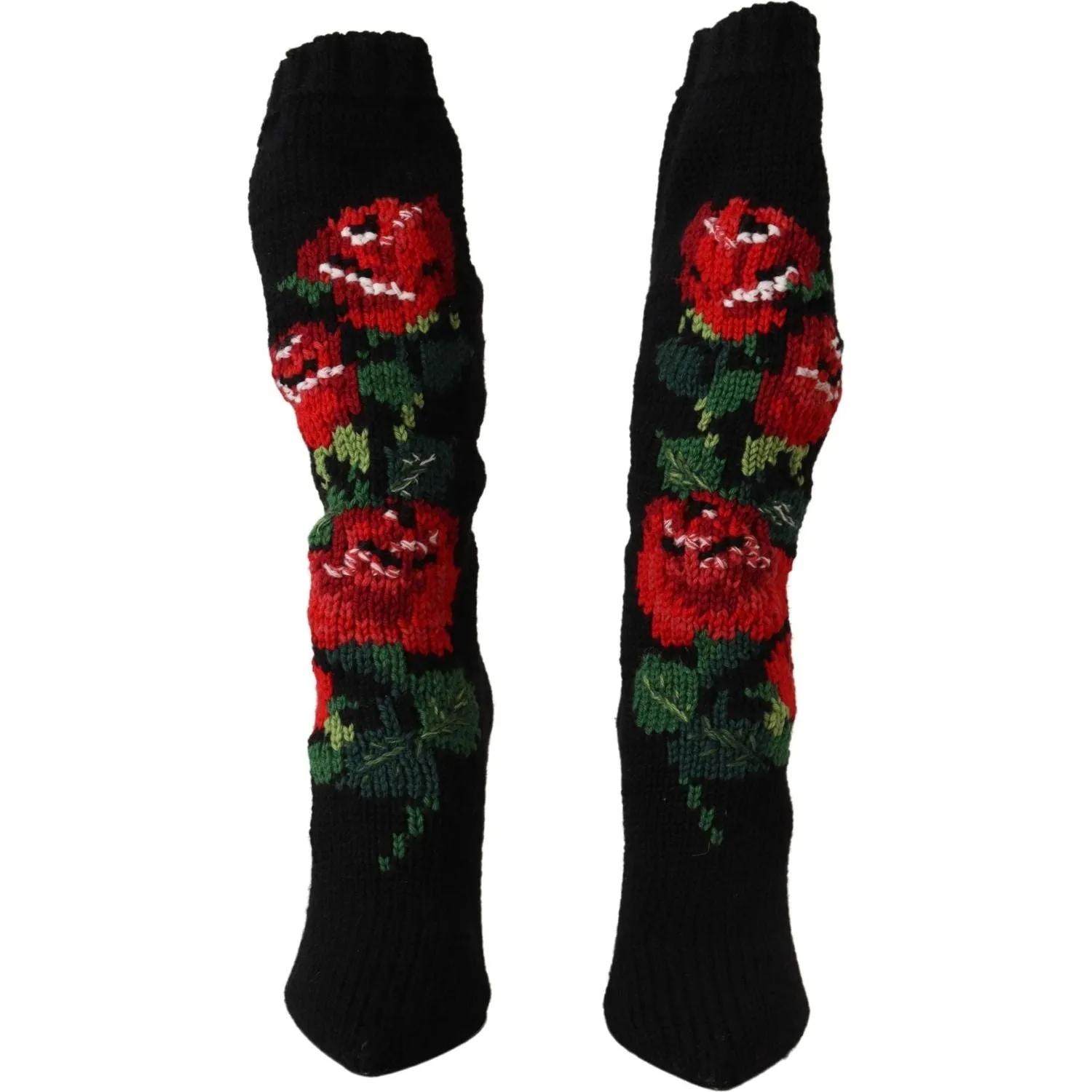 Dolce & Gabbana Elegant Sock Boots with Red Roses Detail