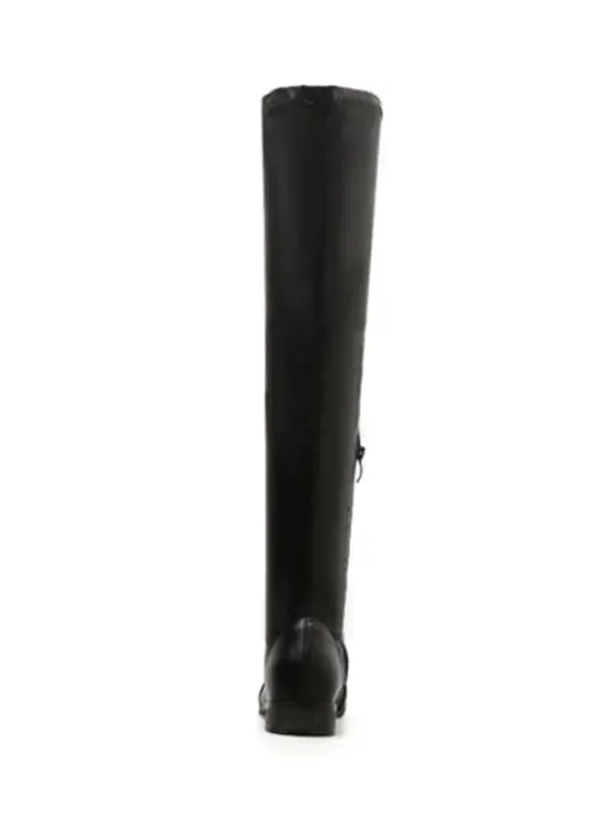 Fashion Flat PU Leather Thigh High Boots