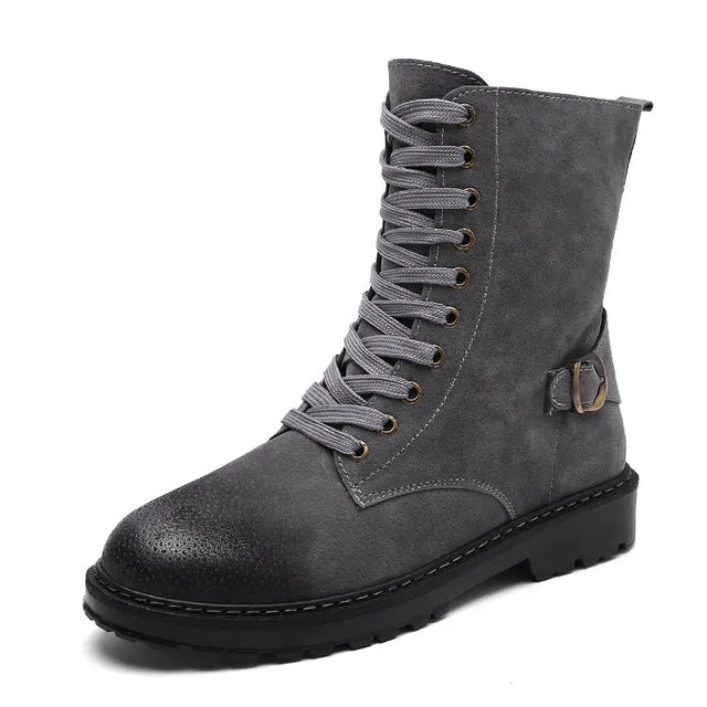 Genuine Leather Vintage Lace Up High Top Shoe