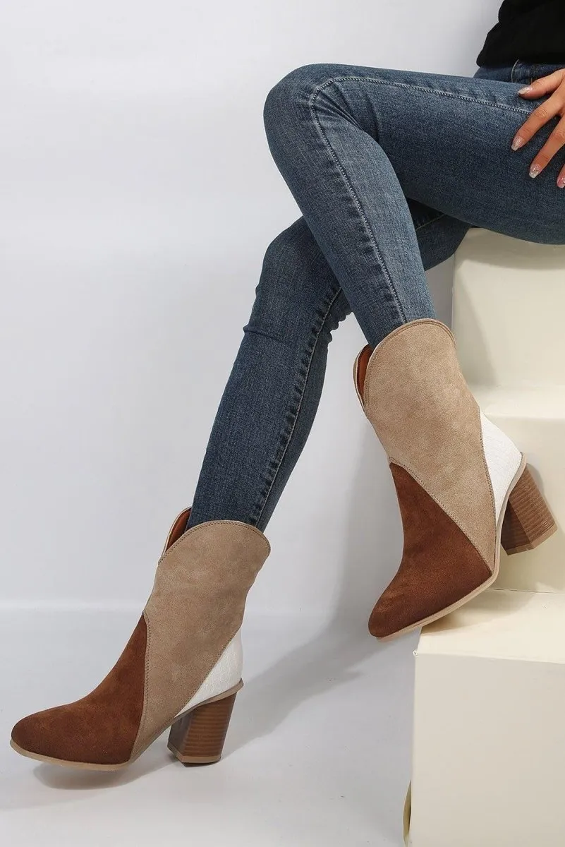 Hannah Suede Heeled Ankle Booties