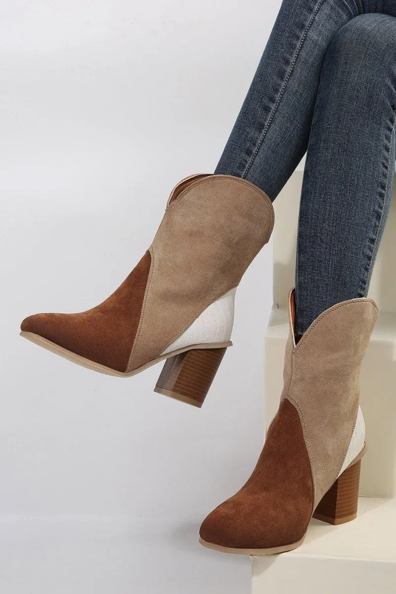 Hannah Suede Heeled Ankle Booties