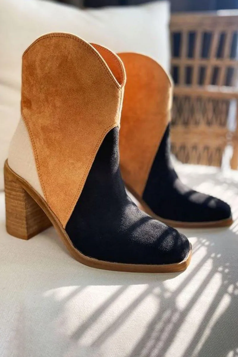 Hannah Suede Heeled Ankle Booties