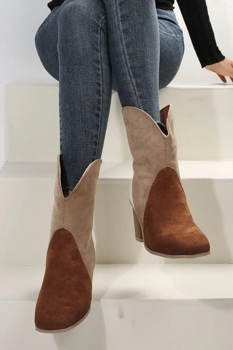 Hannah Suede Heeled Ankle Booties