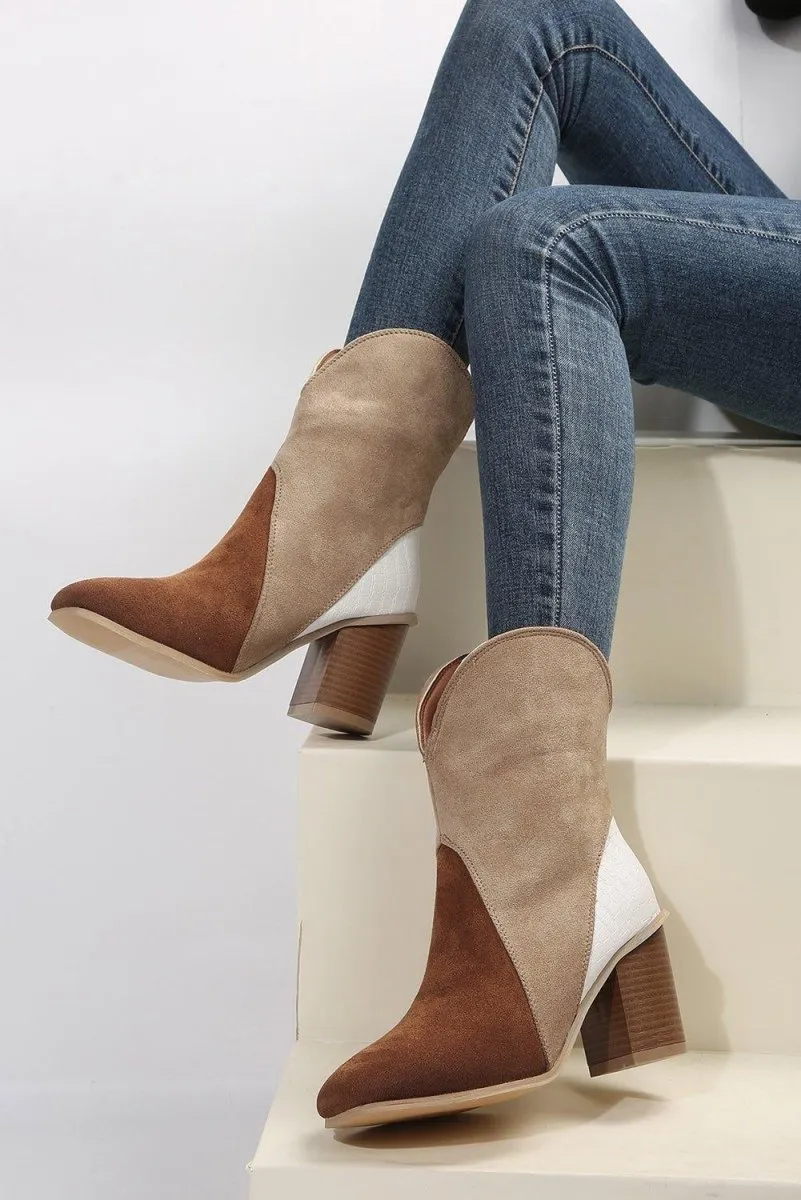 Hannah Suede Heeled Ankle Booties