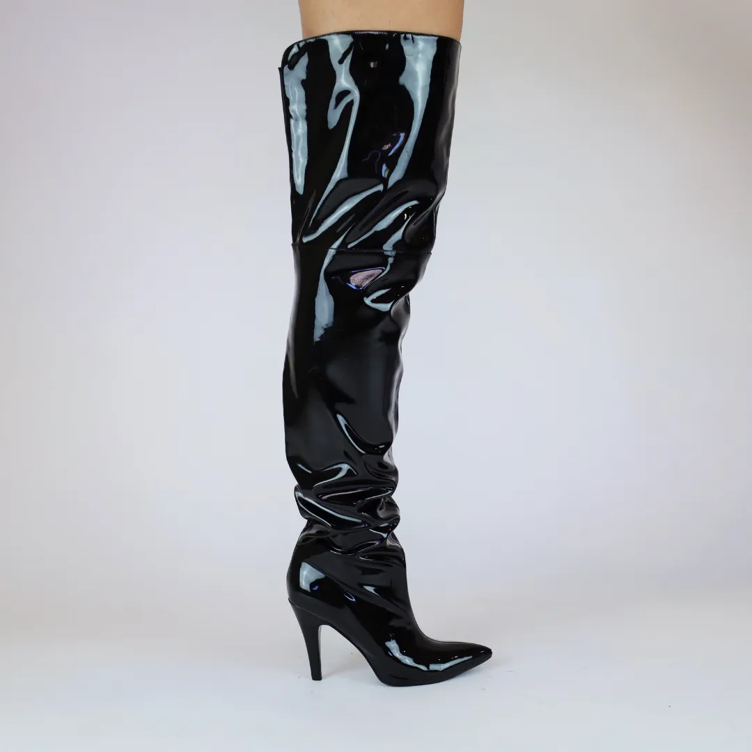 Jane Black Patent Thigh High Boots