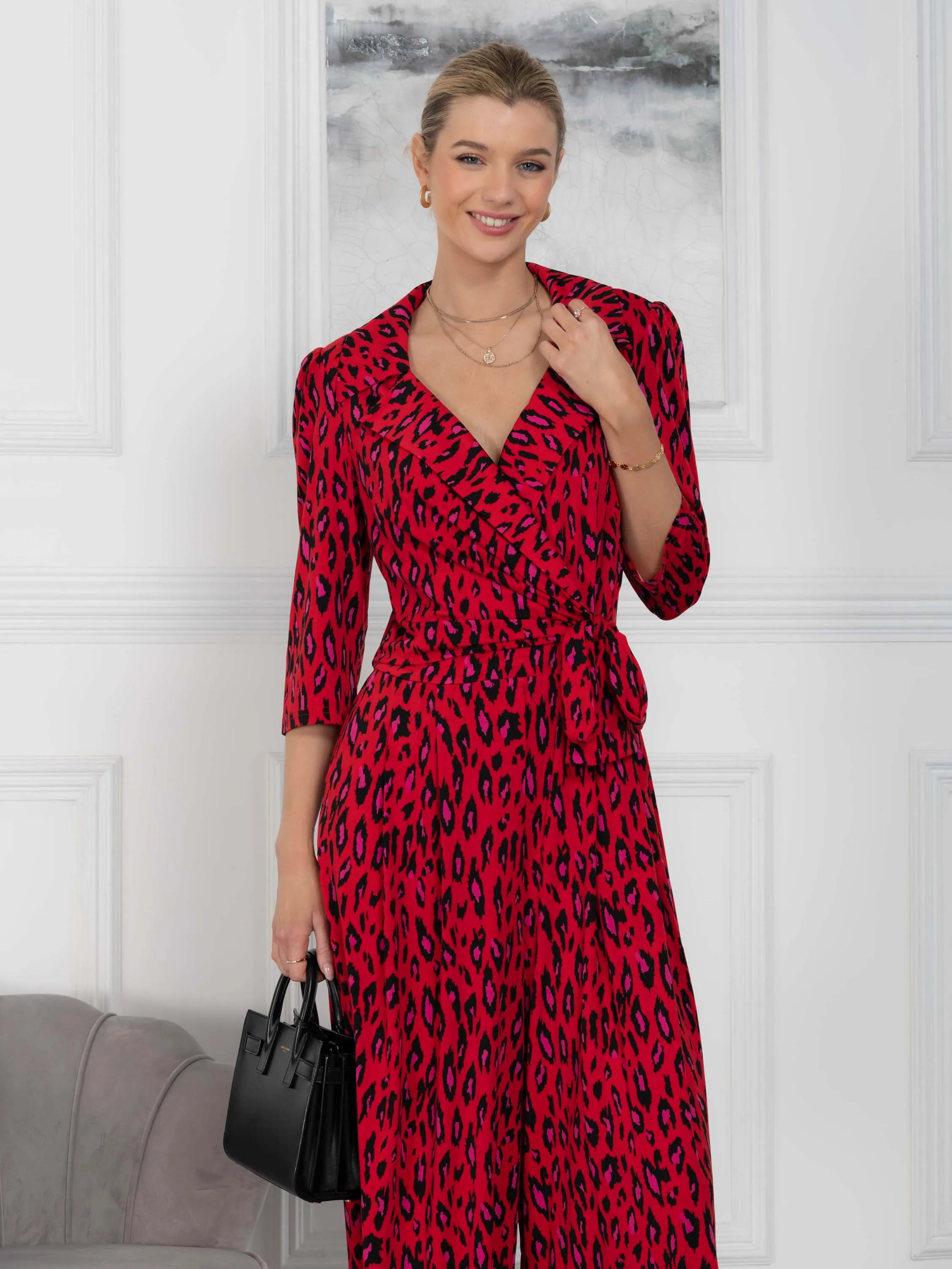 Jolie Moi Melissa Jumpsuit, Red Animal