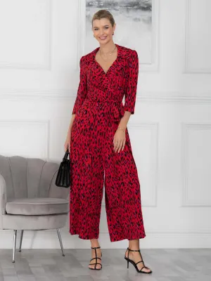 Jolie Moi Melissa Jumpsuit, Red Animal