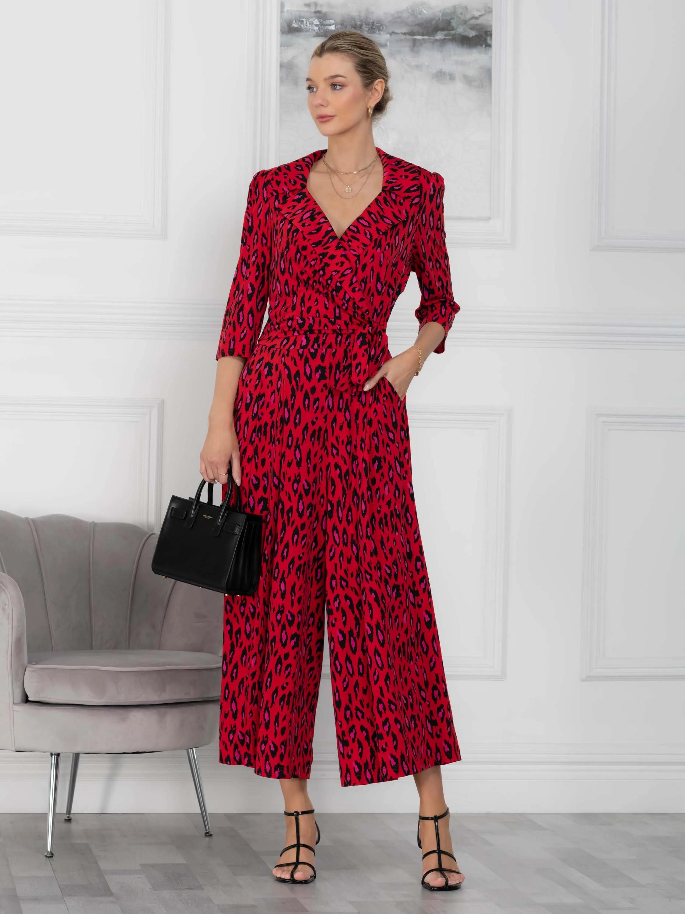 Jolie Moi Melissa Jumpsuit, Red Animal