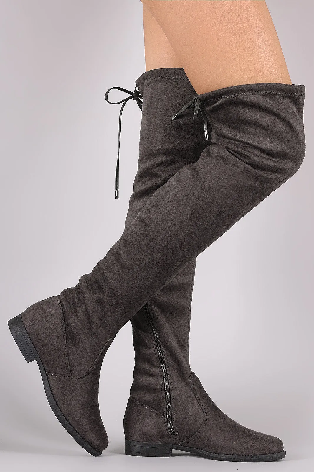 Liliana Suede Drawstring Tie Riding Over-The-Knee Boots