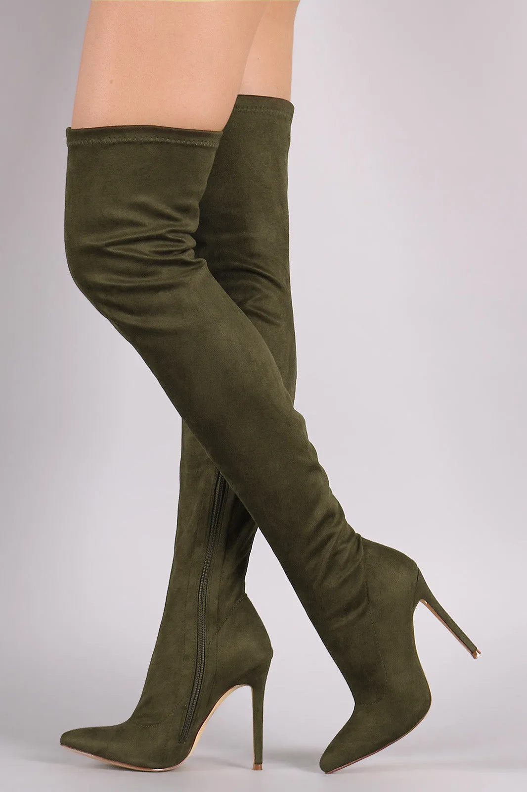 Liliana Suede Pointy Toe Stiletto Over-The-Knee Boots