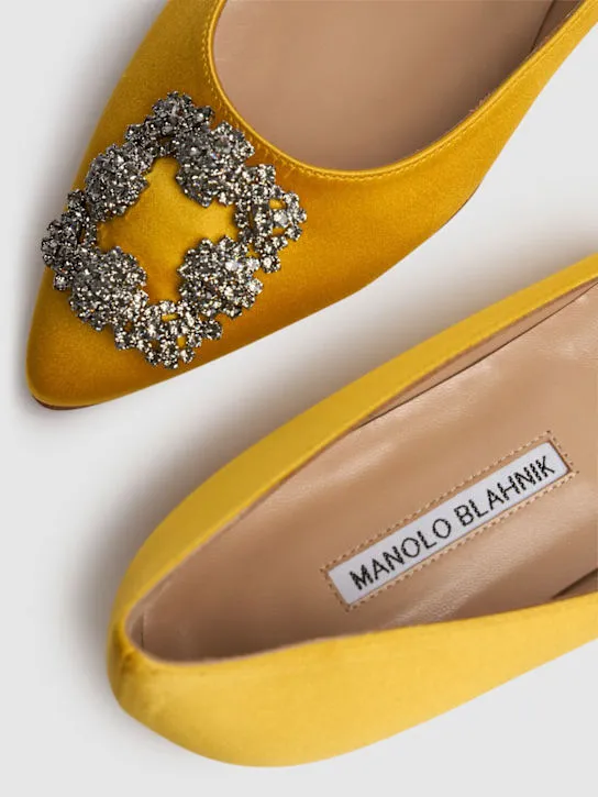 Manolo Blahnik   10mm Hangisi silk blend satin flats 