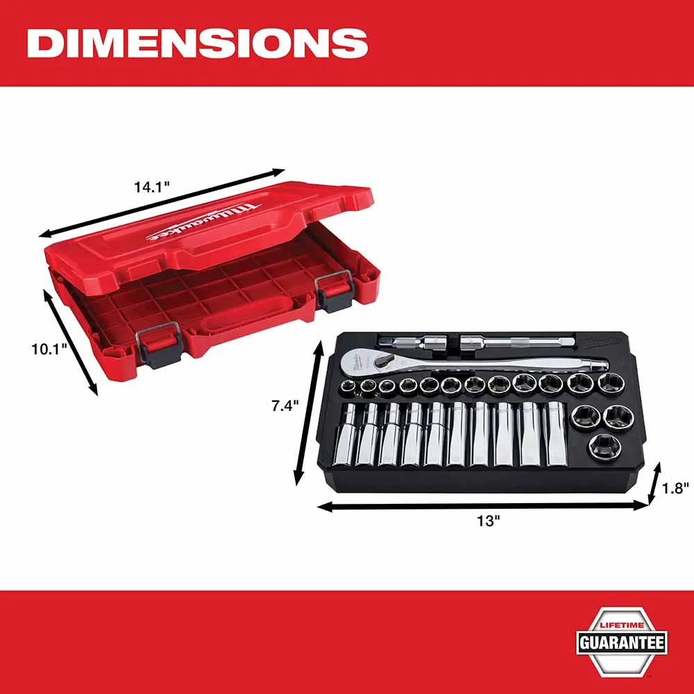 Milwaukee 48-22-9510 28 pc 1/2" Socket Wrench Set – Metric