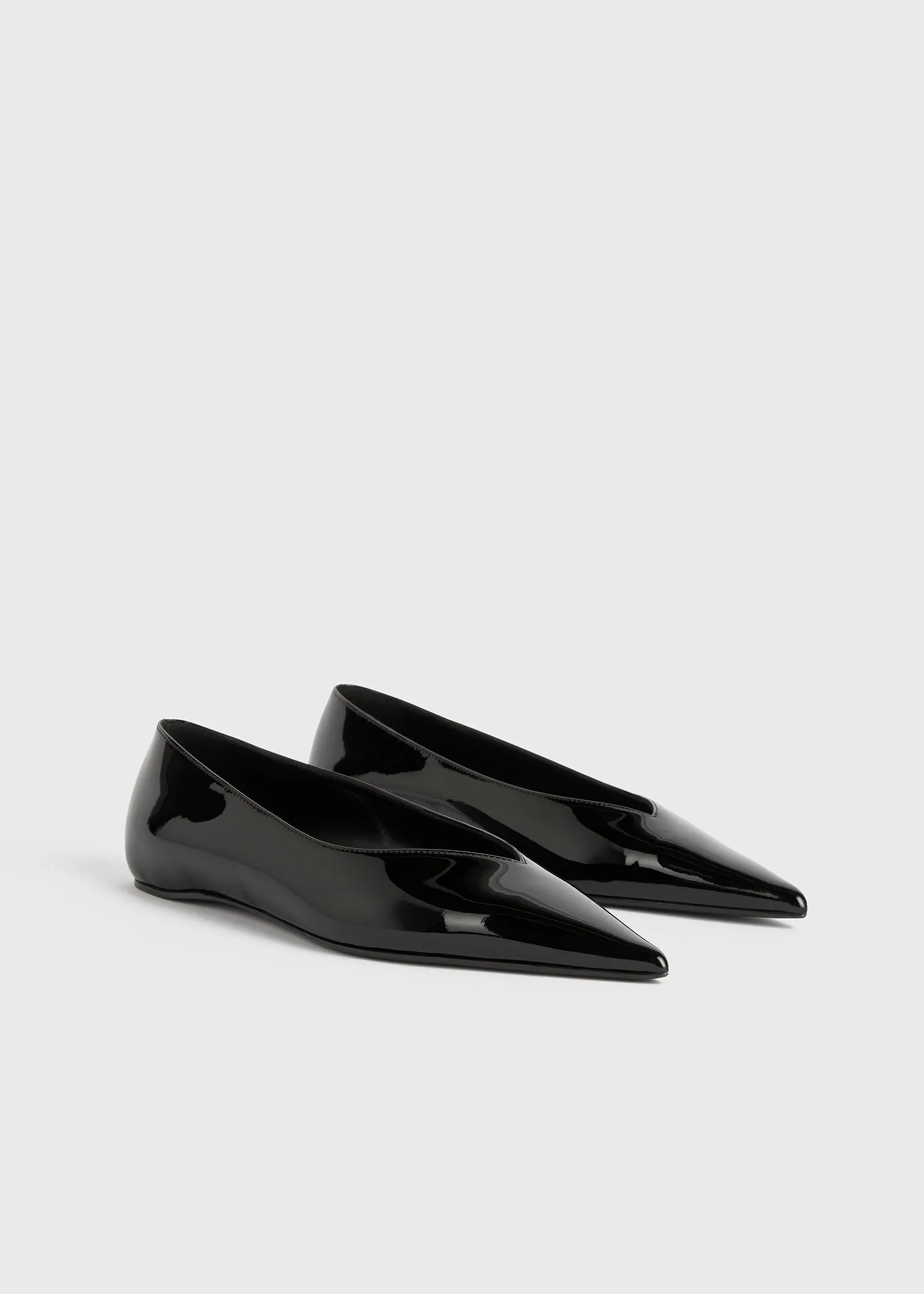 Patent asymmetric ballerinas black