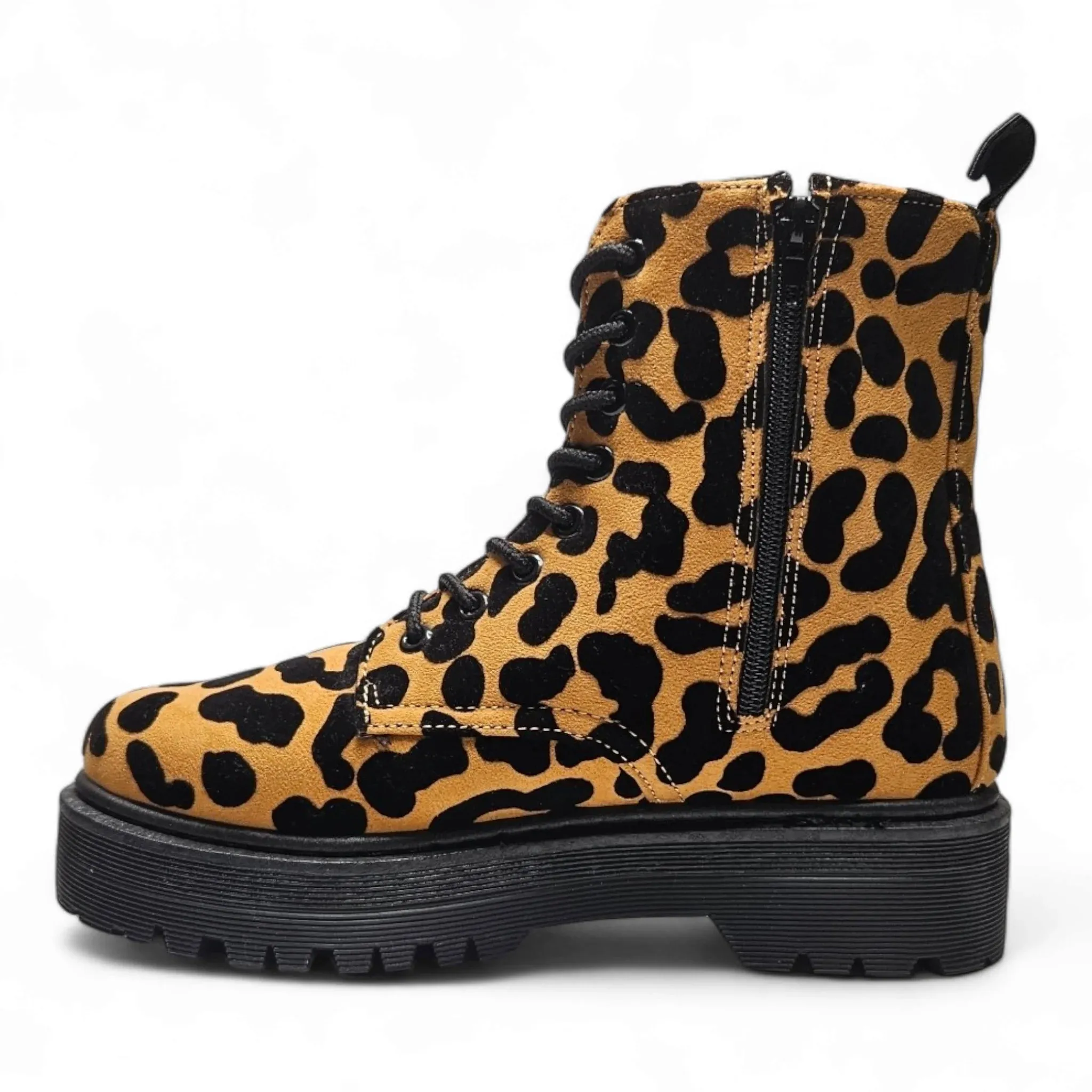 Raffi Animal Print Lace Up Combat Boot