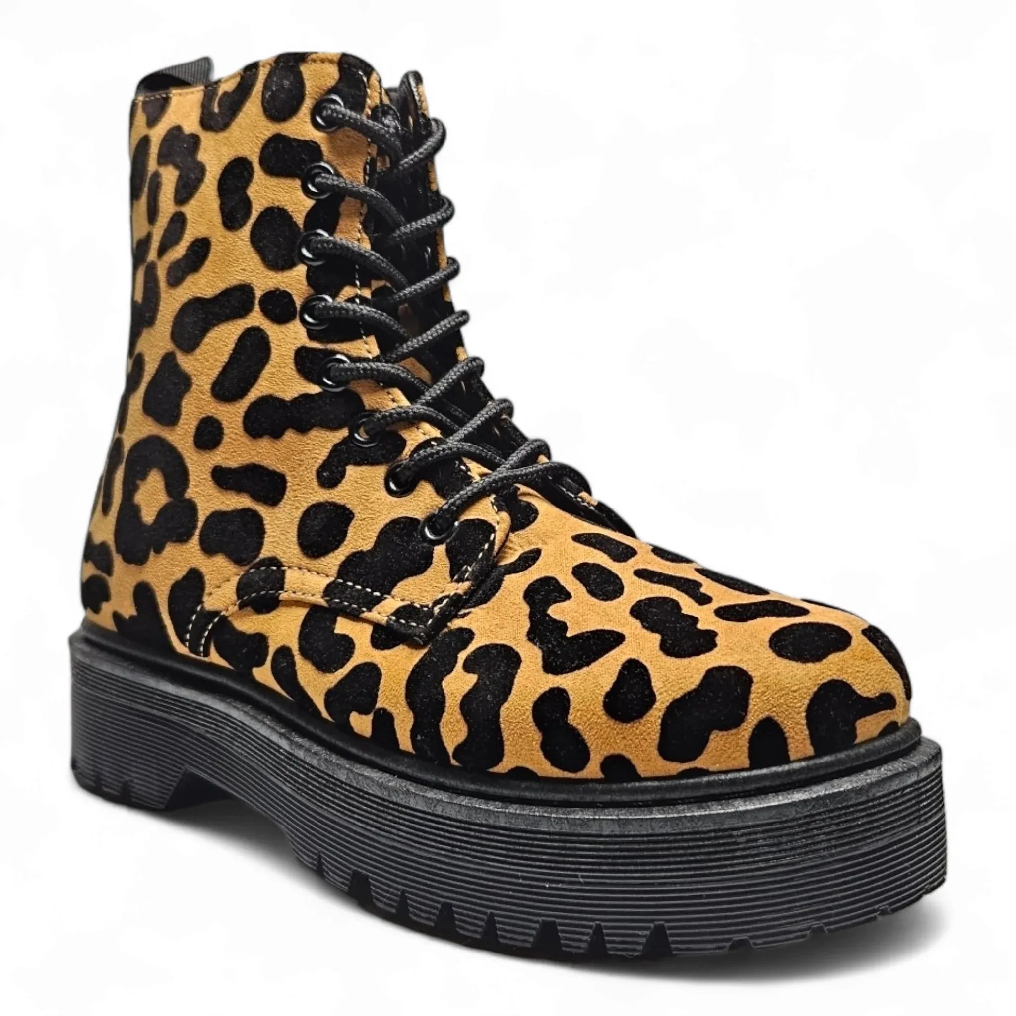 Raffi Animal Print Lace Up Combat Boot