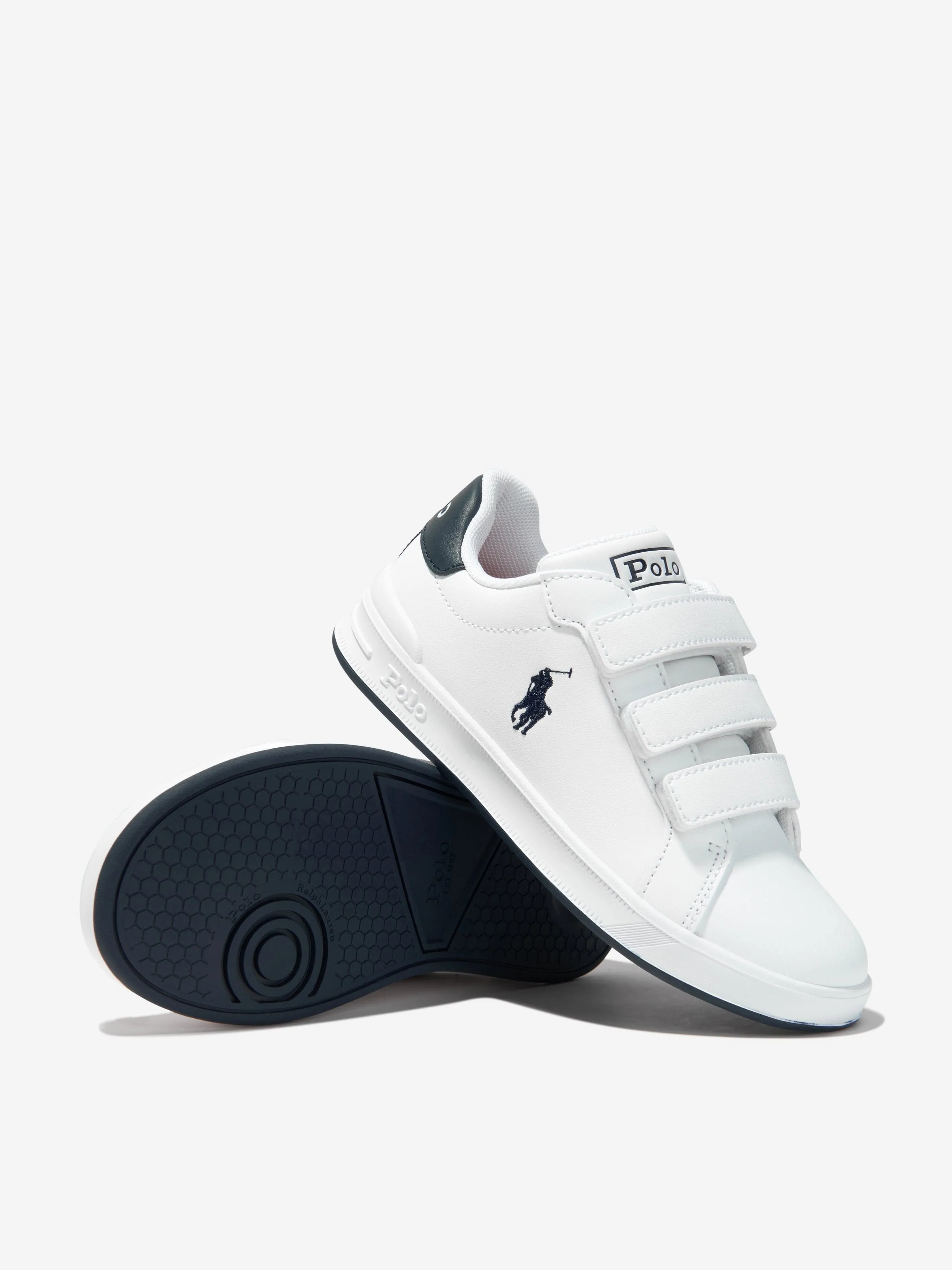 Ralph Lauren Boys Heritage Court II Velcro Trainers in White