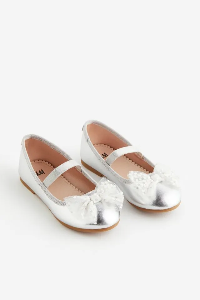 Silver Bow Ballet Pump