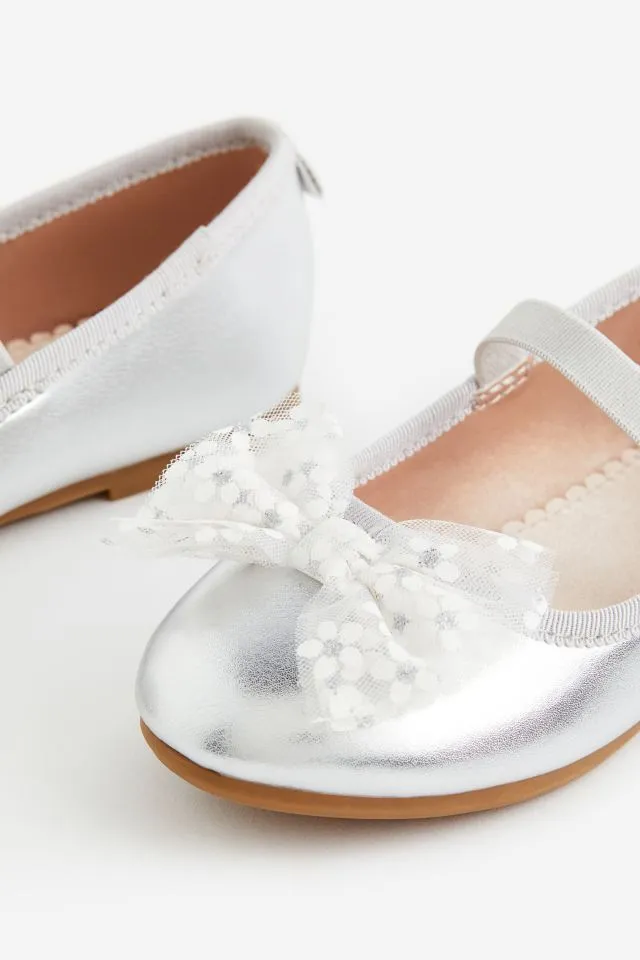 Silver Bow Ballet Pump