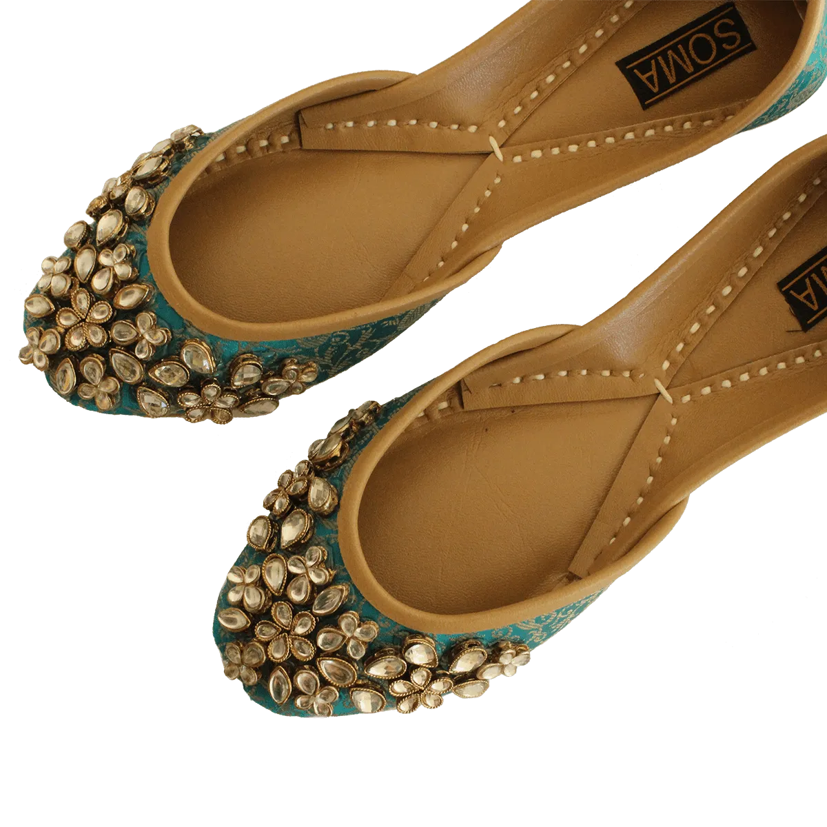 Soma - Kundan Green Hand Crafted Footwear