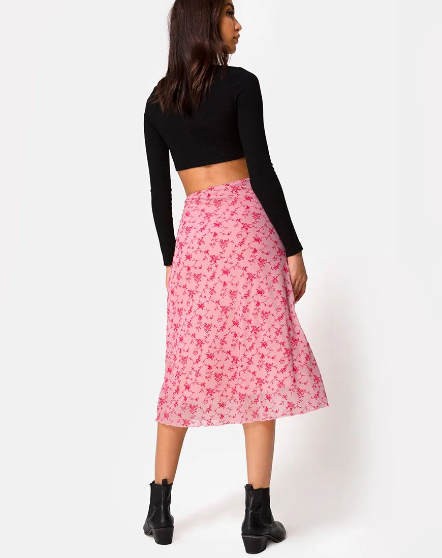 Taura Skirt in Love Bloom Pink Flock